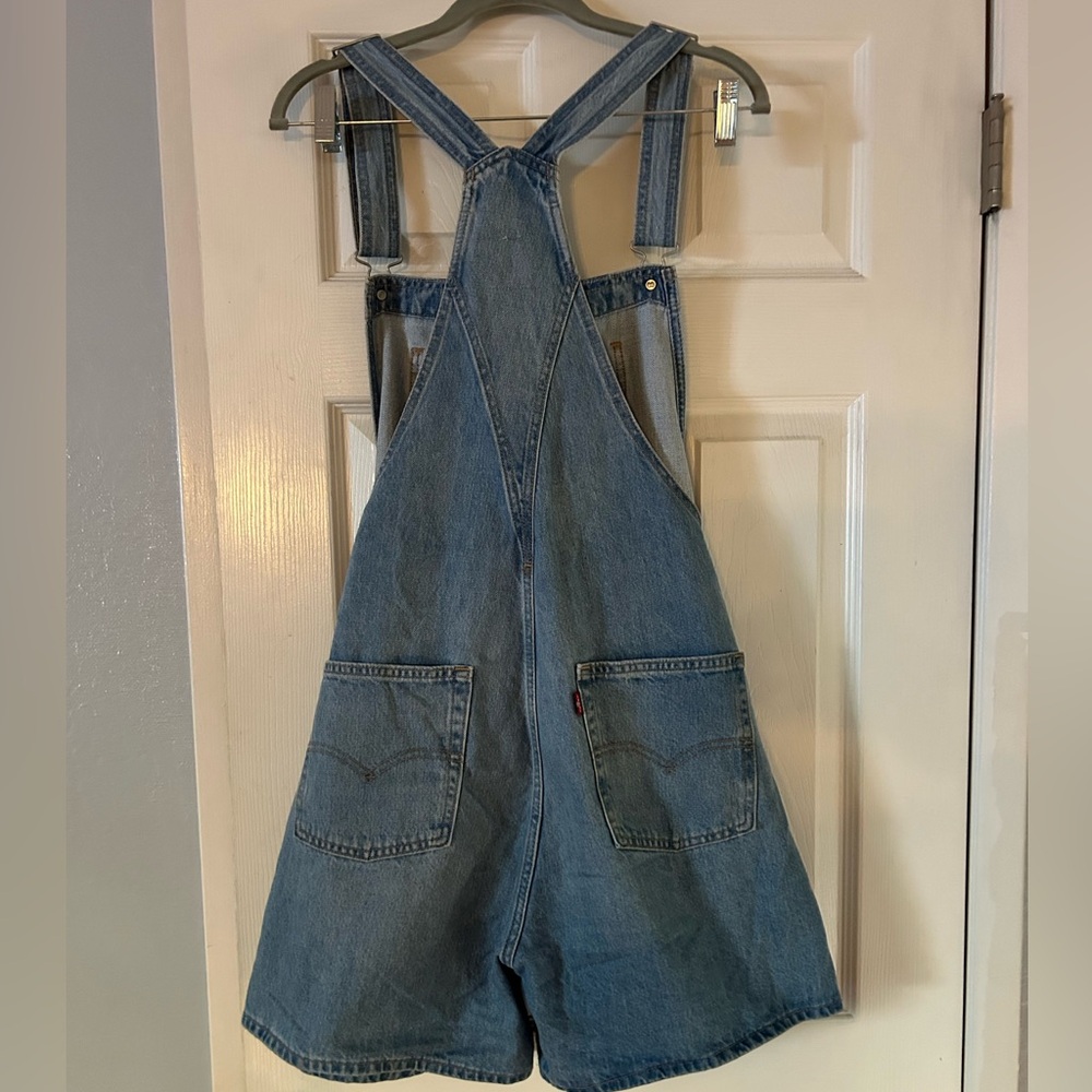 Levi's short overalls. Light blue wash.